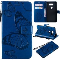 ARSUE LG V30 Case LG V30 Wallet Case Leather Folio Flip PU Credit Card Holder Slots with Kickstand Bumper Phone Protective Case Cover for LG V30/V30S ThinQ/V30 Plus 2017 Cute Butterfly Navy Blue - B07FC9KPNS